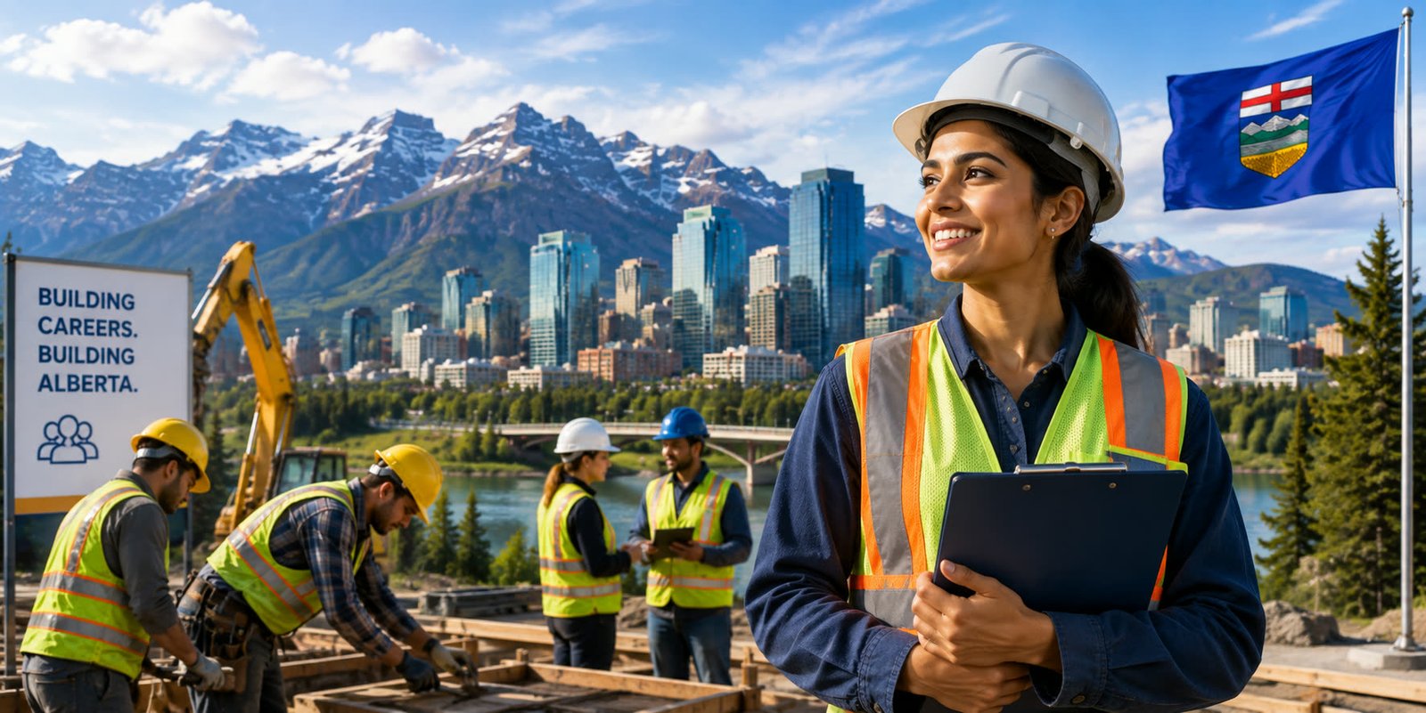 A worker on a construction site in Alberta