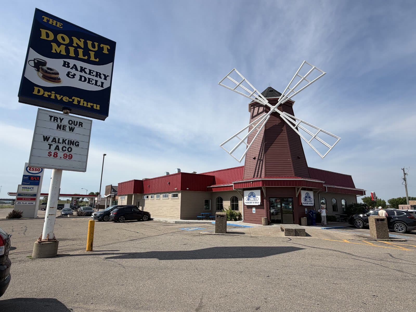 The Donut Mill bakery and deli with its landmark windmill, Red Deer County